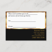 Goldmetallischer Geschenkgutschein Rabattkarte (Rückseite)