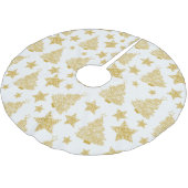 Goldmetallisches Baum-u. -stern-Weihnachtsmuster Polyester Weihnachtsbaumdecke (Schrägansicht)