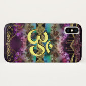 GoldmetallOM-symbol auf Fraktal-Tapisserie Case-Mate iPhone Hülle (Rückseite (Horizontal))