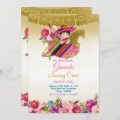 Goldmexikanische Blume Fiesta Birthday Girl   Einladung (Vorne/Hinten)