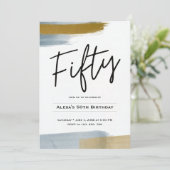 Goldmindestprogramm abstrakt 50. Geburtstag Einladung (Stehend Vorderseite)