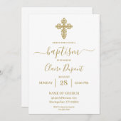 Goldminimalistische Taufe Spanische Einladung (Vorne/Hinten)