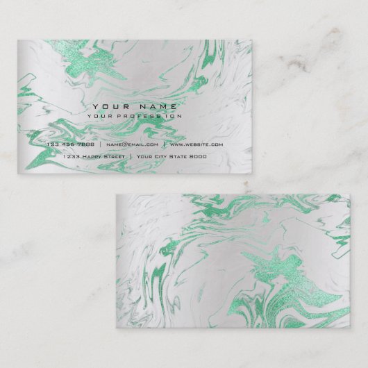 Goldminte Grüne Marmorplatte Vip Pearly Silver Abs Visitenkarte (Vorne/Hinten)