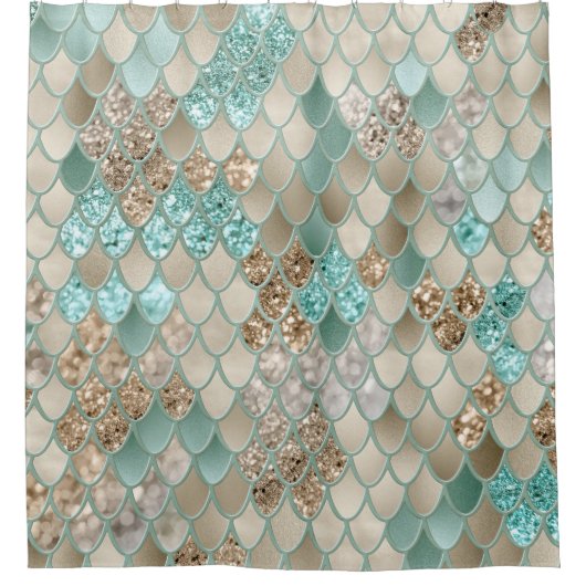 Goldminte Meerjungenskales Glam #1 (Imitate Glitze Duschvorhang (Vorderseite)