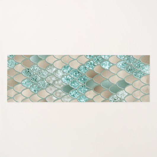 Goldminte Meerjungenskales Glam #2 (Imitate Glitze Yogamatte (Vorderseite (Horizontal))