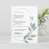 Goldminze, grünbraunes Blattwerk Blumenzehen Einladung (Stehend Vorderseite)