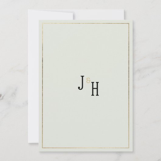 Goldminze, zart, blumenreich Save the Date Einladung (Rückseite)