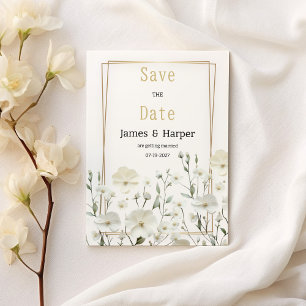 Goldminze, zart, blumenreich Save the Date Einladung