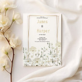 Goldminze, zarte blumenreiche Hochzeit Einladung