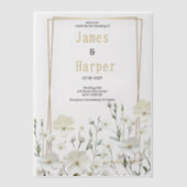 Goldminze, zarte blumenreiche Hochzeit Pergament Einladungen (Vorderseite)