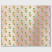 Goldminzfrüchte der tropischen Ananas, rosa Geschenkpapier (Flach)