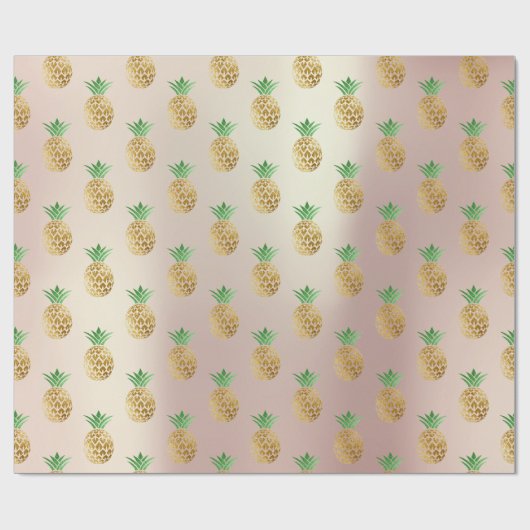 Goldminzfrüchte der tropischen Ananas, rosa Geschenkpapier (Flach)