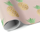 Goldminzfrüchte der tropischen Ananas, rosa Geschenkpapier (Rolleneckpunkt)