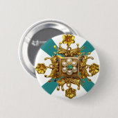 Goldmit filigran geschmückte Perlen-Vintages Button (Vorne & Hinten)