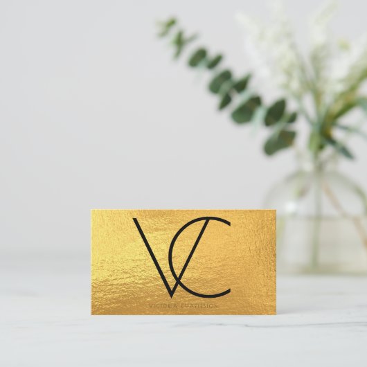 Goldmoderne Initialen Visitenkarte (Stehend Vorderseite)