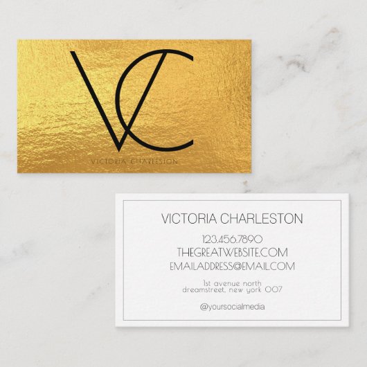 Goldmoderne Initialen Visitenkarte (Vorne/Hinten)