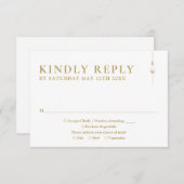 Goldmoderne Minimalistische Monogramm-Hochzeit RSVP Karte (Vorne/Hinten)