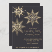 Goldmoderne Schneeflocken - Weihnachtsfest im Unte Einladung (Vorne/Hinten)