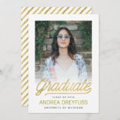 Goldmoderne Script-Foto-Abschluss-Ankündigung Ankündigung (Vorne/Hinten)