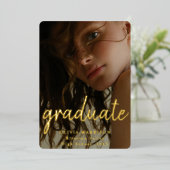 Goldmoderne Typografie 3 Foto Collage Abschluss Folieneinladung (Stehend vorne)