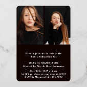 Goldmoderne Typografie 3 Foto Collage Abschluss Folieneinladung (Rückseite)