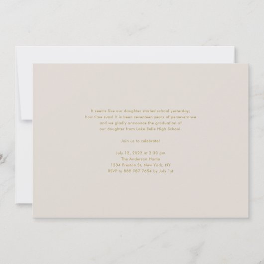 Goldmoderne Typografie Drei Foto Abschluss Ankündigung (Rückseite)