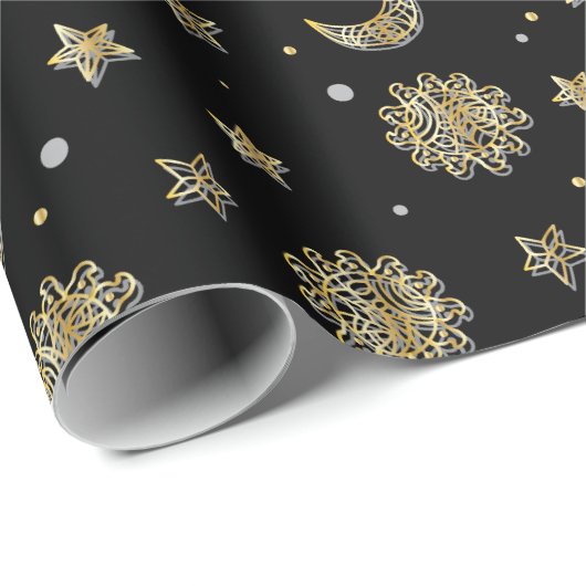 Goldmond u. -sterne geschenkpapier (Rolleneckpunkt)