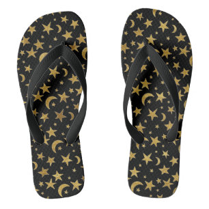 Goldmonde und -sterne badesandalen
