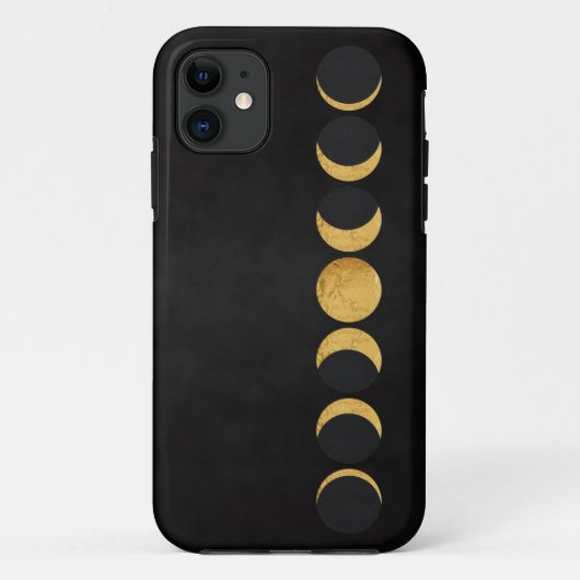 Goldmondphasen schwarzer texturierter Hintergrund Case-Mate iPhone Hülle (Rückseite)