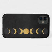 Goldmondphasen schwarzer texturierter Hintergrund Case-Mate iPhone Hülle (Rückseite (Horizontal))