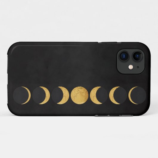 Goldmondphasen schwarzer texturierter Hintergrund Case-Mate iPhone Hülle (Rückseite (Horizontal))