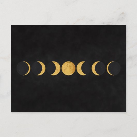 Goldmondphasen schwarzer texturierter Hintergrund Postkarte (Vorderseite)