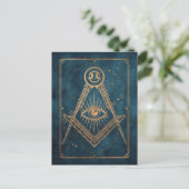 Goldmondstars alle sehen Auge Tarot blau Leid Postkarte (Stehend Vorderseite)