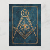 Goldmondstars alle sehen Auge Tarot blau Leid Postkarte (Vorderseite)