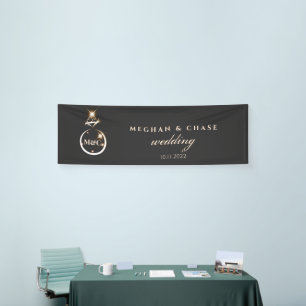 Goldmongramm-Diamantring-Hochzeit Banner