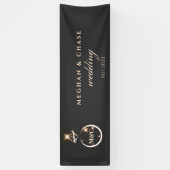 Goldmongramm-Diamantring-Hochzeit Banner (Vertikal)
