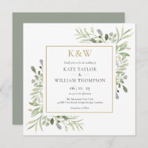 Goldmonogram Greenery Square Wedding