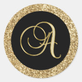Goldmonogramm A schwarz, Runder Aufkleber (Vorderseite)