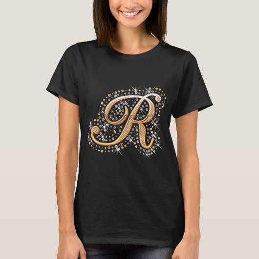 Goldmonogramm-Anfangsbuchstabe R T-Shirt (Vorderseite)