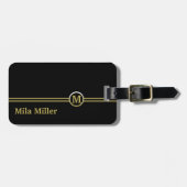 Goldmonogramm auf schwarzem Hintergrund Gepäckanhänger (Vorderseite horizontal)
