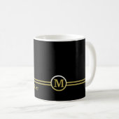 Goldmonogramm auf schwarzem Hintergrund Kaffeetasse (VorderseiteRechts)
