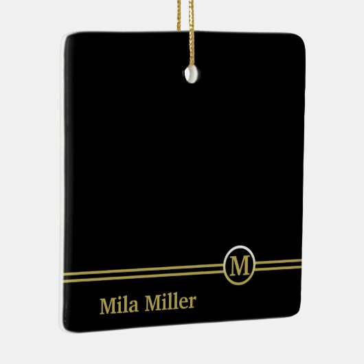 Goldmonogramm auf schwarzem Hintergrund Keramikornament (Rechts)