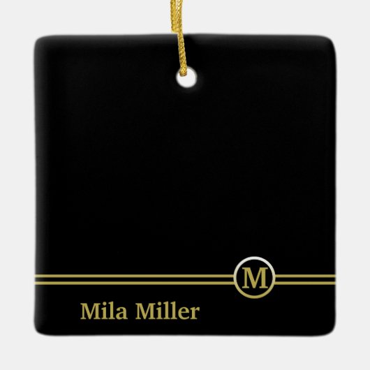 Goldmonogramm auf schwarzem Hintergrund Keramikornament (Vorderseite)