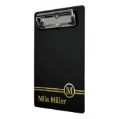 Goldmonogramm auf schwarzem Hintergrund Mini Klemmbrett (Gewinkelt2)