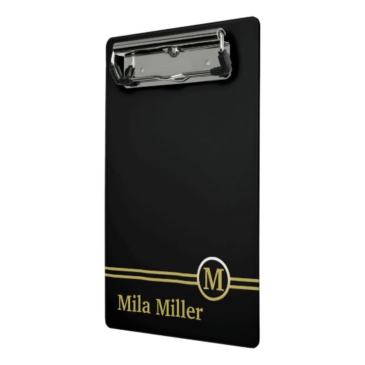 Goldmonogramm auf schwarzem Hintergrund Mini Klemmbrett (Gewinkelt2)