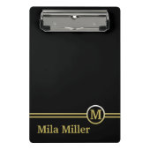 Goldmonogramm auf schwarzem Hintergrund Mini Klemmbrett (Vorderseite)