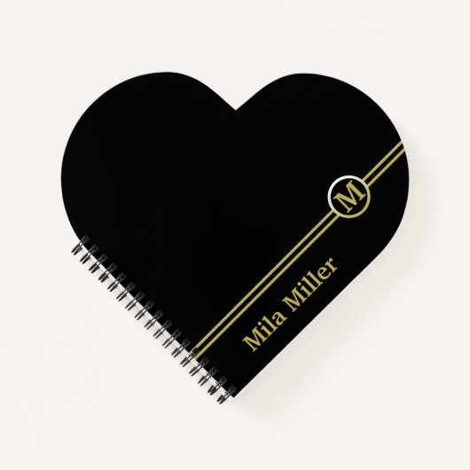 Goldmonogramm auf schwarzem Hintergrund Notizblock (Vorderseite)