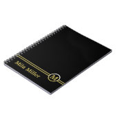 Goldmonogramm auf schwarzem Hintergrund Notizblock (Linke Seite)