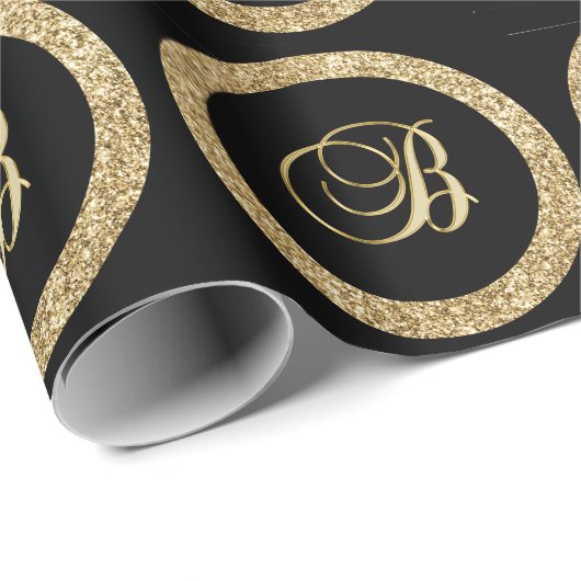Goldmonogramm B schwarz, Geschenkpapier (Rolleneckpunkt)