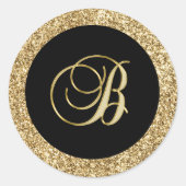 Goldmonogramm B schwarz, Runder Aufkleber (Vorderseite)